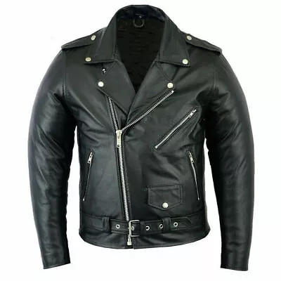 Buy Premium Leather Jacket Brando Style Motorcycle Riding Bikers Touring Jacket • 100£
