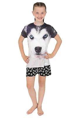 Buy Super Cool Husky 3D  Short  Pyjamas Paw Print Pj 7-16 Years • 9.99£