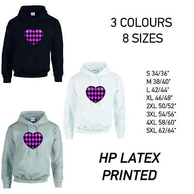 Buy Pink Harley Quinn Heart Unisex Hoodie 8 Sizes 3 Colours Available Latex Printed • 29.99£