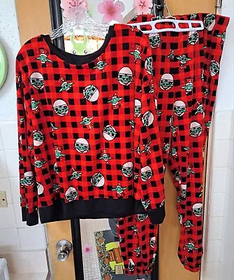 Buy Womens Mandalorian Baby Yoda Grogu Christmas Red Black Pajamas Sleepwear Set XL • 23.16£