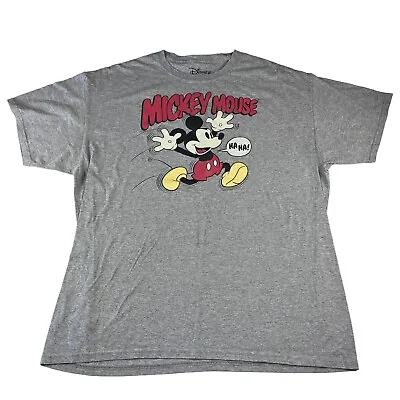 Buy Mickey Mouse T Shirt Mens Disney Haha  Graphic Print T-Shirt USA Size XL Grey • 9.95£