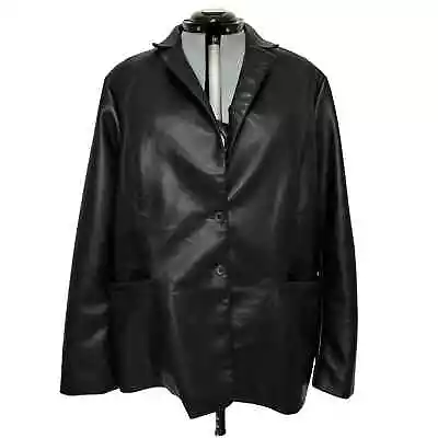 Buy Woman's Plus Faux Leather Jacket Longline Button Up Side Pocket Coat Sz: 3XL • 24.98£
