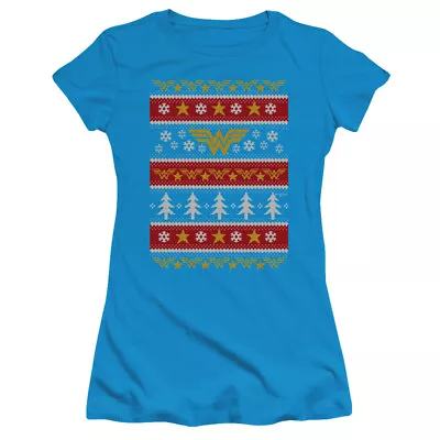 Buy Wonder Woman  Christmas Sweater  Girl's Junior Babydoll Tee • 24.09£