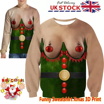Buy Ugly Christmas Jumper Sweater Mens Women Funny 3D Print Sweatshirt Xmas Pullover • 15.19£