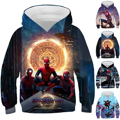 Buy Kids Boy Spider-Man Across The Spider-Verse Miles Morales Gwen Hooded Sweatshirt • 12.79£