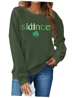 Buy St. Patrick's Day Sweatshirt Women Shamrock Heart Shirts XX-Large Olive-green • 51.57£