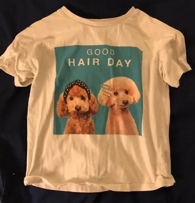 Buy Marks & Spencer  Girls Good Hair Day T-shirt. White. Dogs. 6-7 Years. • 4.50£