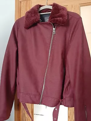 Buy Womens Jacket Burgundy Leather Look Size 20. • 25£