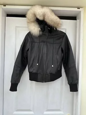 Buy Carrie Hoxton Leather Jacket With Fur On The Hood • 50£