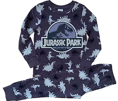 Buy New Boys Jurassic Park Dinosaur Pyjamas.top And Slim Fit Bottoms.5-6yrs • 7.95£