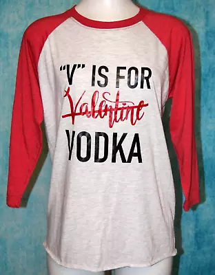 Buy Baseball Shirt Womens Raglan Novelty T-shirt V Is For Vodka Red/gray Size M • 6.27£