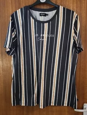 Buy Burton Mens XL Grey/White/Tan Striped T-Shirt Very Good Condition • 1.99£