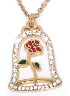 Buy Arribas Disney Necklace Beauty Beast Belle Rose Made With Crystals Frm Swarovski • 37.59£