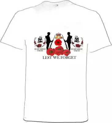 Buy Lest We Forget We Will Remember Them Remembrance Military T-shirt Size Small • 8.99£