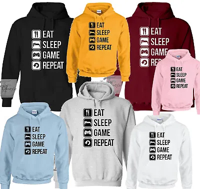 Buy Eat Sleep Game Repeat Print Gaming Trendy Boys Geek Hoodies 7 Colors 5 Sizes  • 15.99£