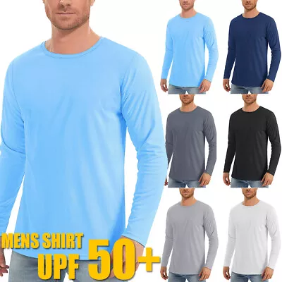 Buy Men Long Sleeve Shirts Quick Dry Sun UV Protection UPF 50+ Outdoor Sunscreen Top • 9.19£