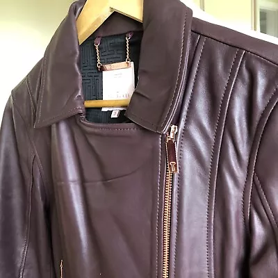 Buy Ted Biker Size 3 Leather Biker Jacket Burgundy.Rose Gold Hardware EXCELLENT • 100£