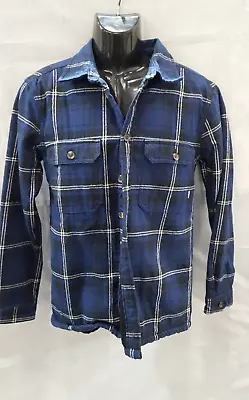Buy Firetrap Men's Blue Checked Sherpa Lined Jacket- Size S (FN_6181) • 8.99£