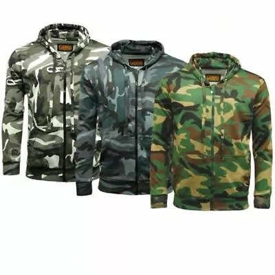 Buy Camouflage Full Zip Hooded Fleece Hoodie Top • 16.95£
