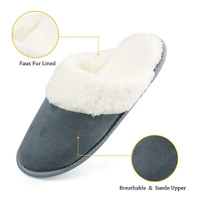 Buy Riemot Women's Slippers Memory Foam Fluffy Winter Warm Soft Bedroom Slippers • 5.99£