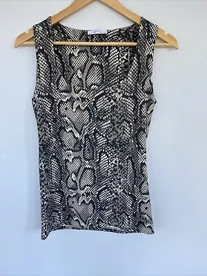 Buy Zara Basic Snake Skin Printed Top M Sleeveless Stretch Grey Patterned Vest • 8.95£