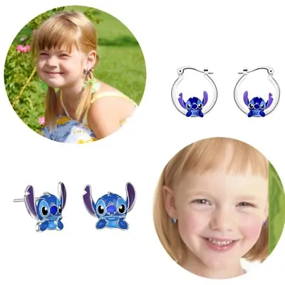 Buy UK Stitch Silver Earrings Head Charm Earstuds Jewelry Fashion Cute Cartoon Gift • 3.60£