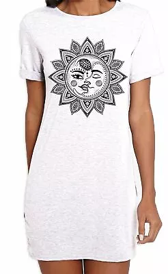 Buy Sun And Moon Mandala Design Tattoo Hipster Large Print Women's T-Shirt Dress • 22.95£