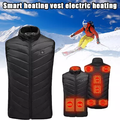 Buy Men USB Electric Heated Vest Jacket 9 Zone Warm Up Heating Pad Body Warmer S-8XL • 12.34£