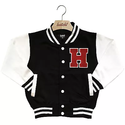 Buy Kids Varsity Baseball Jacket Personalised With Genuine Us College Letter H • 29.95£