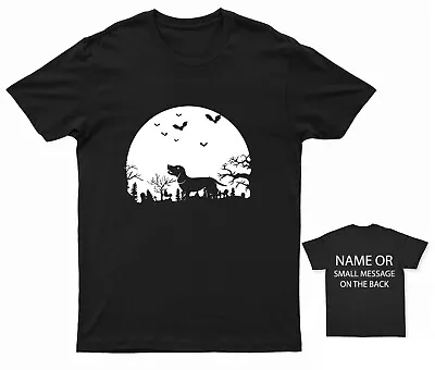Buy Dachshund Moon Black T-Shirt - Spooky Halloween Canine Silhouette Tee • 14.95£
