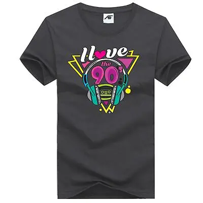 Buy Mens I Love The 90s Headphone Print T Shirt Boys Short Sleeve Top Musical 7829 • 9.99£