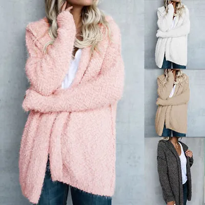 Buy Womens Teddy Bear Coat Cardigan Ladies Fleece Hoodie Fluffy Baggy Jacket Tops • 11.59£