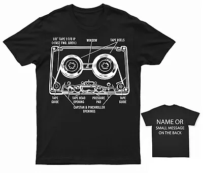 Buy Retro Cassette Tape Anatomy T-Shirt Vintage Audio Geek Tee Customizable Back • 14.95£