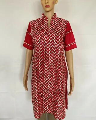 Buy Pakistani/Indian Embroidered Cotton Anglaise Top/ Kurti / Shirt Stitched  • 14£