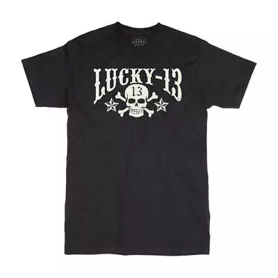 Buy Lucky 13 Skull Stars Moto Motorcycle Motorbike Casual T-Shirt Black • 30.50£