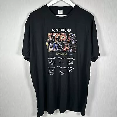 Buy 43 Years Of Star Wars T Shirt 1977-2020 Autographs Print Black Men's Size 2XL • 15.99£