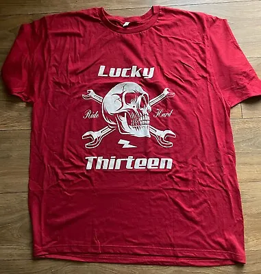 Buy Lucky 13   - Red Biker T Shirt (XXL) • 10£