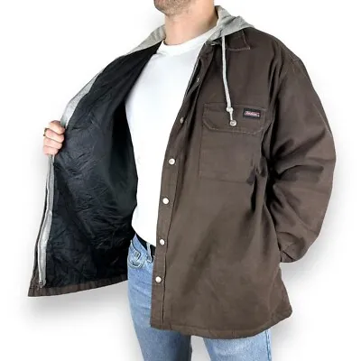 Buy Vintage Dickies Hooded Over Shirt Shacket Jacket, Brown, Fits XXL (JKT125) • 22.50£