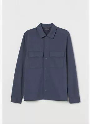 Buy H&m Mens Jersey Navy Blue Shacket Size M • 16£