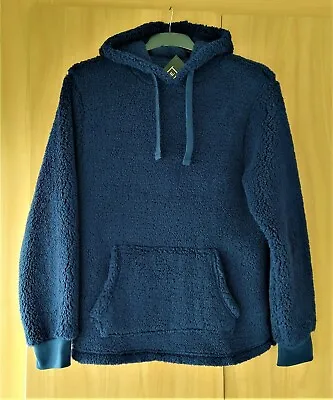 Buy Pullover Style Borg Teddy Hoodie Navy Blue To Fit Men Small Or Woman Medium BNWT • 9£