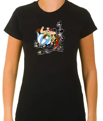 Buy Asterix & Obelix Funny Characters  3/4 Short Sleeve T Shirt Woman F176 • 9.51£