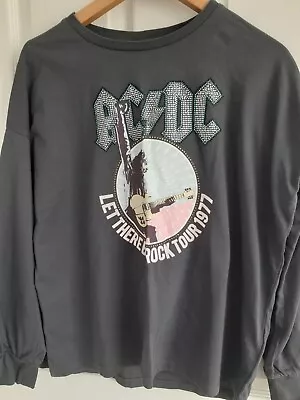 Buy AC/DC Grey Sparkle Long Sleeve Ladies Top Size 10 Excellent Condition • 4£