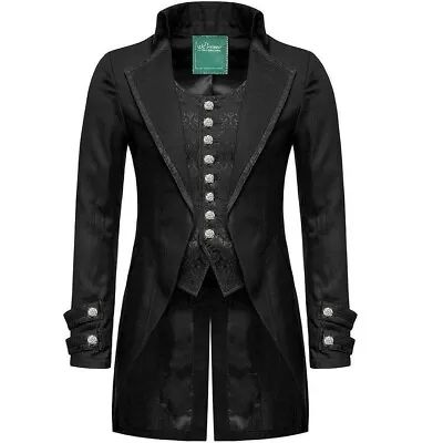 Buy 100% Cotton Mens Gothic Morning Jacket Tailcoat Steampunk Victorian Christmas • 41.99£
