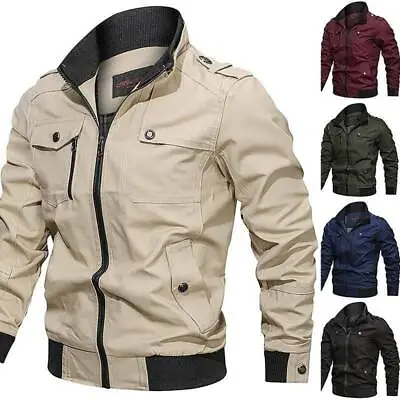 Buy Men Cargo Military Jacket Winter Warm Zip Coat Combat Casual Bomber Outwear • 34.11£