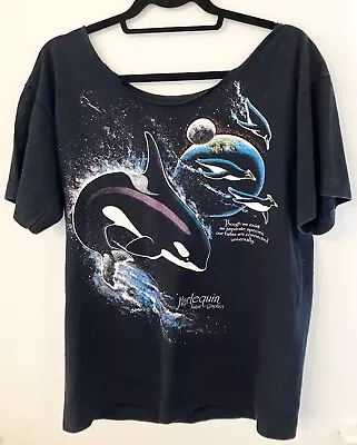 Buy Vtg 90s Harlequin Whale Space Double Sided Graphic T-Shirt Size S (10) Pls Read • 19.95£