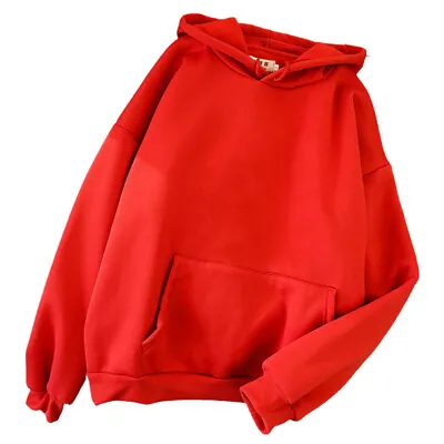 Buy Womens Long Sleeve Hoodies Tops Ladies Casual Plain Pullover Hooded Sweatshirt • 9.99£