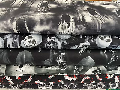 Buy Timeless Treasures Wicked Cotton Fabric By 1/4M* Or Panel Gothic Halloween Skull • 4.50£