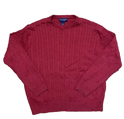 Buy Red Cable Knit Sweater Men's Christmas Roundtree & Yorke Long Sleeve Size XL • 21.73£
