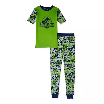 Buy JURASSIC WORLD T-REX Camo Cotton Snug-Fit Pajamas Sleepwear Set Sz 4, 6 Or 8 $20 • 12.06£