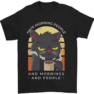 Buy Funny Cat I Hate Morning People Coffee Mens T-Shirt 100% Cotton • 8.49£